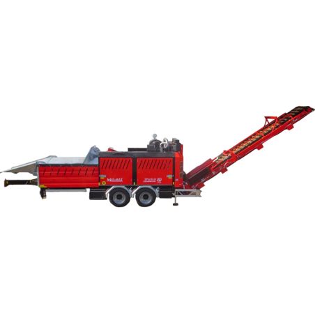 broyeur à plaquettes  sur châssis avec convoyeur