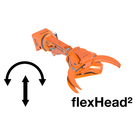 WESTTECH flexHead² : schéma constructeur des deux axes, rotation et mouvement vertical.