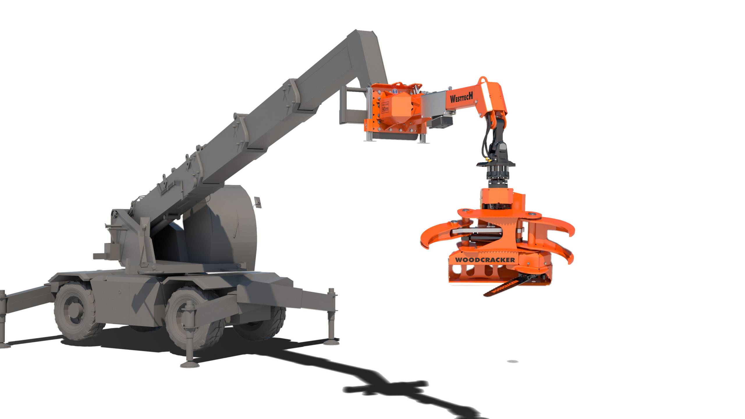 WESTTECH Woodcracker TA sur télescopique avec outil CS crane — illustration constructeur