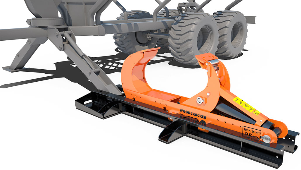 Illustration WESTTECH de la gamme Woodcracker L : L 700 sur remorque forestière